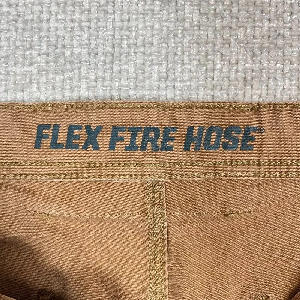 Duluth Trading Co. Flex Fire Hose Pants Men's 38x30 (Fits 37x29) Brown Canvas
